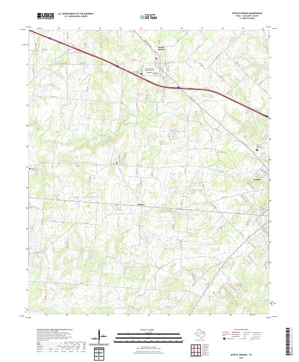US Topo 7.5-minute map for Myrtle Springs TX