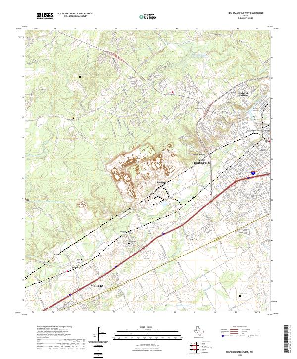 US Topo 7.5-minute map for New Braunfels West TX