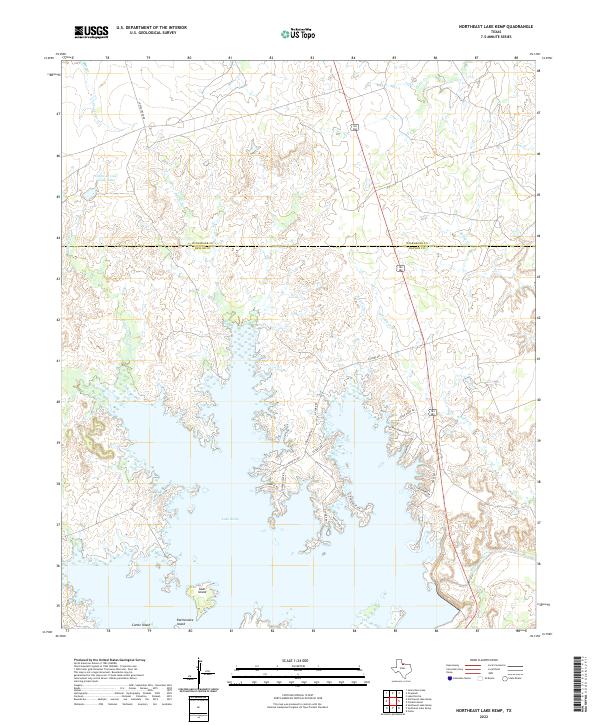 US Topo 7.5-minute map for Northeast Lake Kemp TX