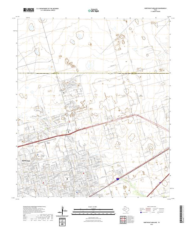 US Topo 7.5-minute map for Northeast Midland TX