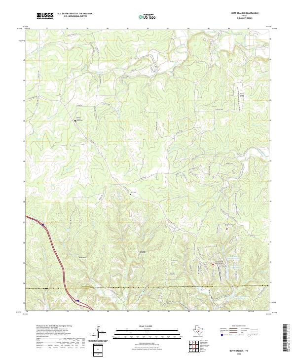 US Topo 7.5-minute map for Nott Branch TX