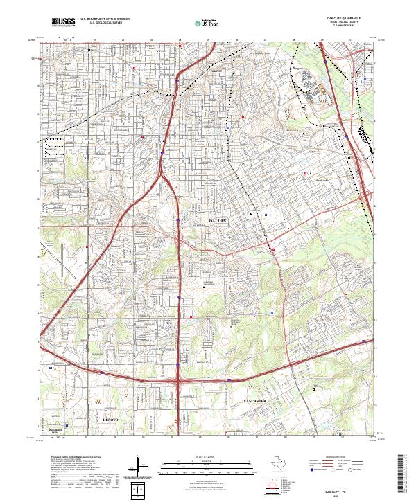 US Topo 7.5-minute map for Oak Cliff TX