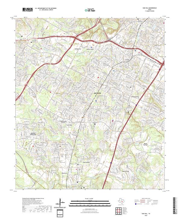 US Topo 7.5-minute map for Oak Hill TX