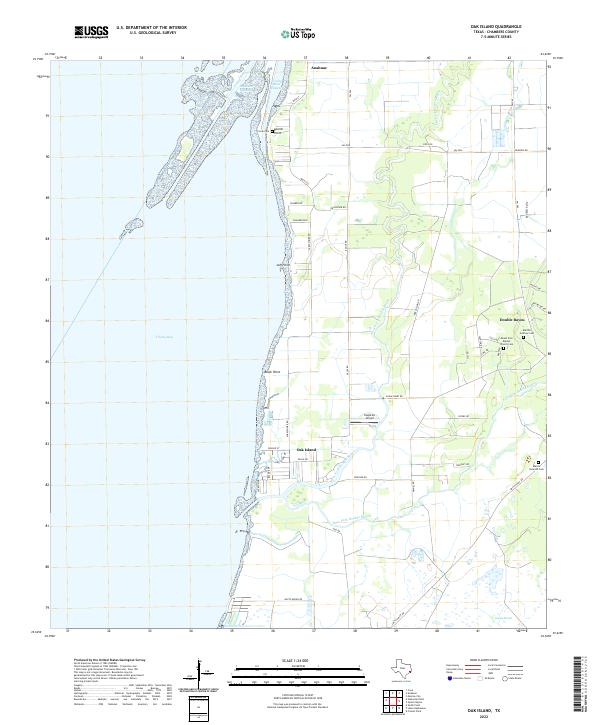 US Topo 7.5-minute map for Oak Island TX