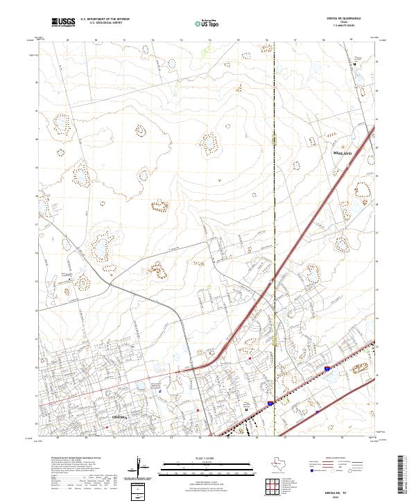 US Topo 7.5-minute map for Odessa NE TX