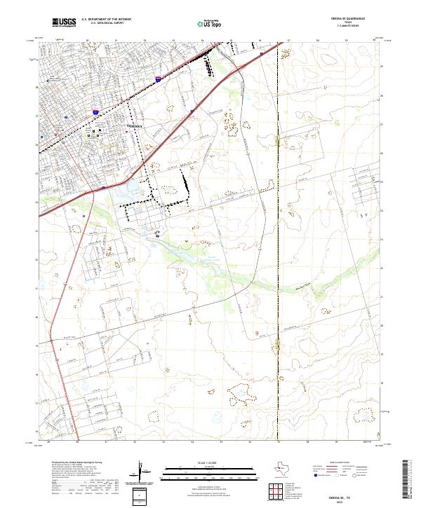 US Topo 7.5-minute map for Odessa SE TX