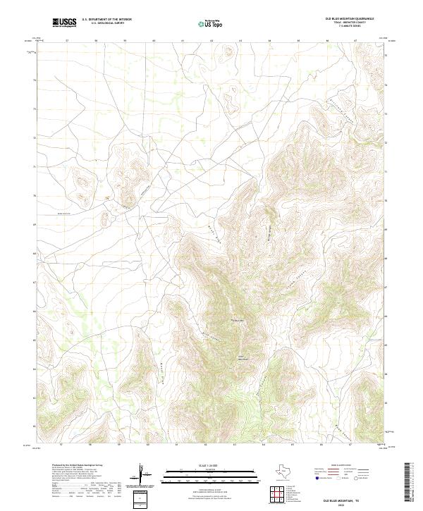 US Topo 7.5-minute map for Old Blue Mountain TX