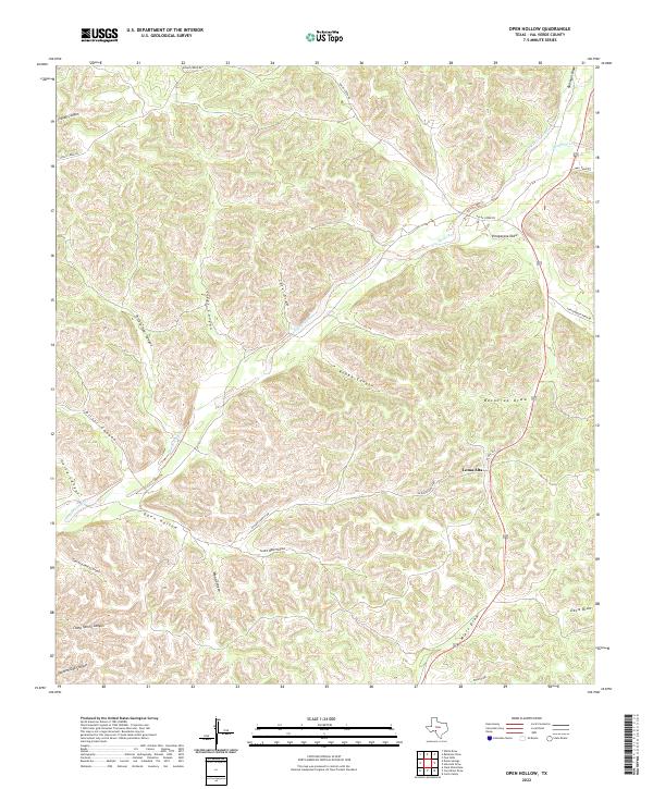 US Topo 7.5-minute map for Open Hollow TX