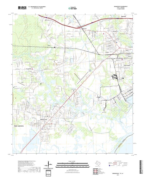 US Topo 7.5-minute map for Orangefield TXLA