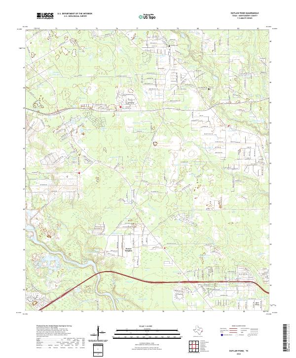 US Topo 7.5-minute map for Outlaw Pond TX