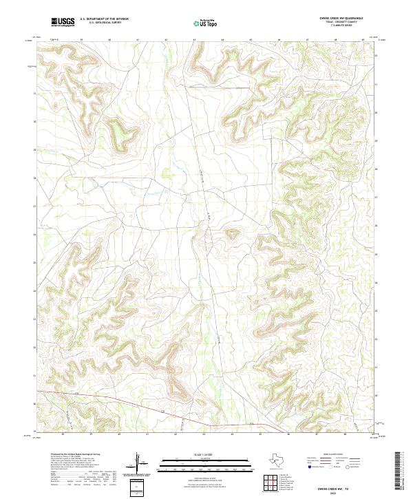 US Topo 7.5-minute map for Owens Creek NW TX