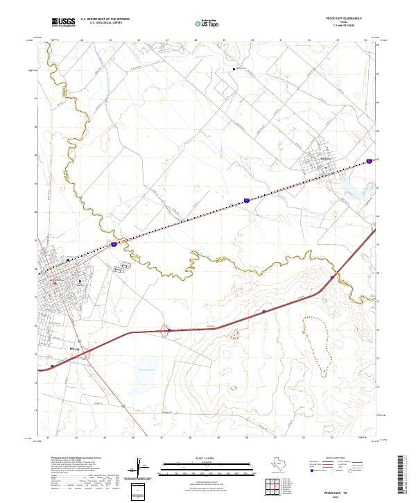 US Topo 7.5-minute map for Pecos East TX