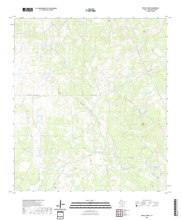 US Topo 7.5-minute map for Pertle Creek TX