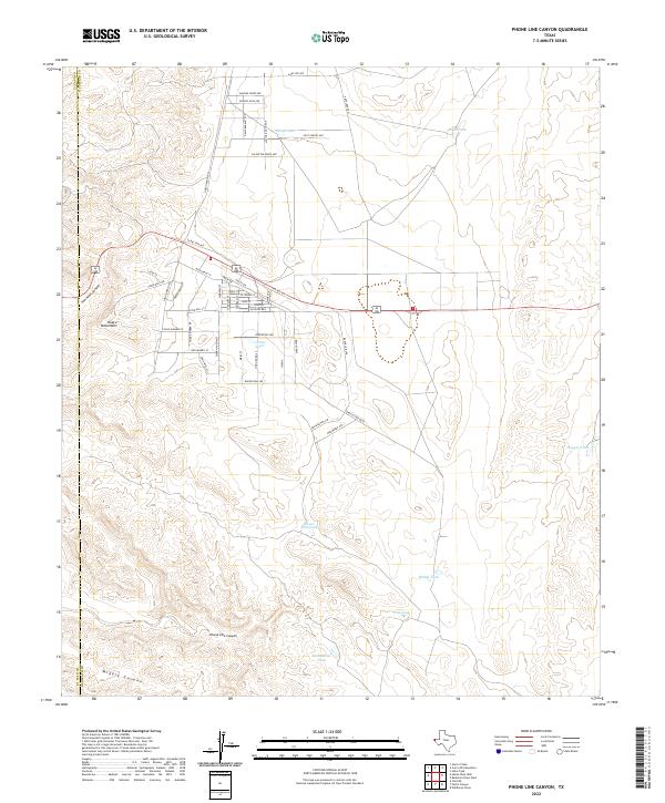 US Topo 7.5-minute map for Phone Line Canyon TX