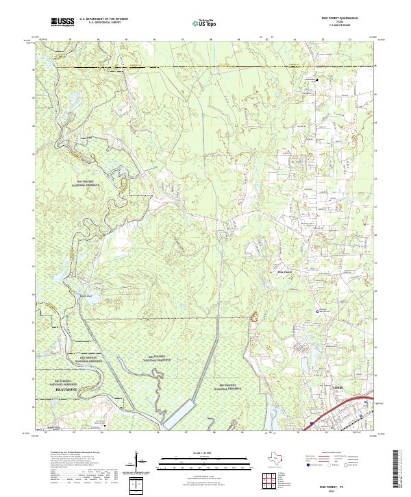 US Topo 7.5-minute map for Pine Forest TX