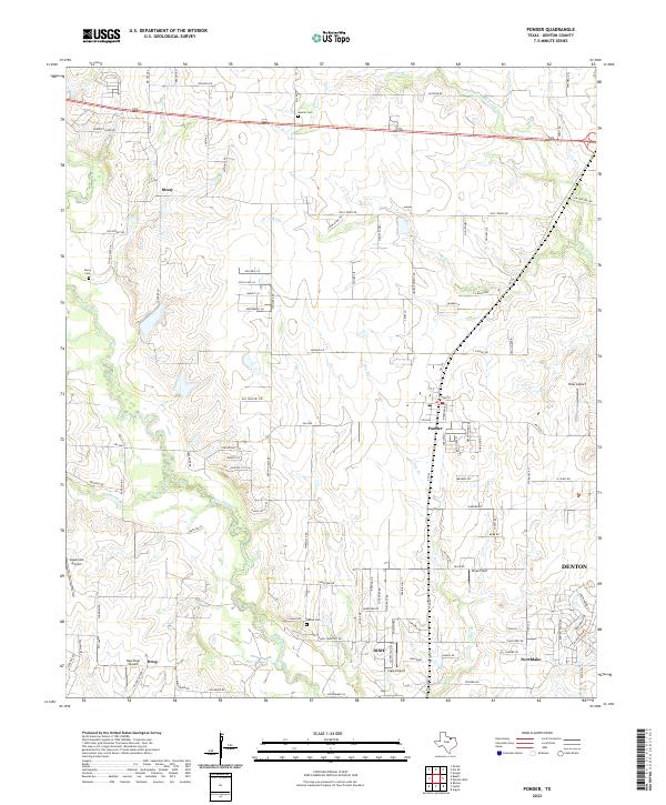 US Topo 7.5-minute map for Ponder TX