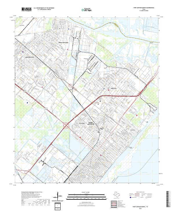US Topo 7.5-minute map for Port Arthur North TX