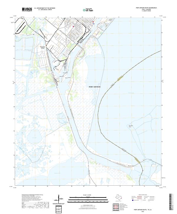US Topo 7.5-minute map for Port Arthur South TXLA