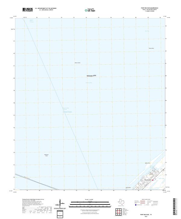 US Topo 7.5-minute map for Port Bolivar TX