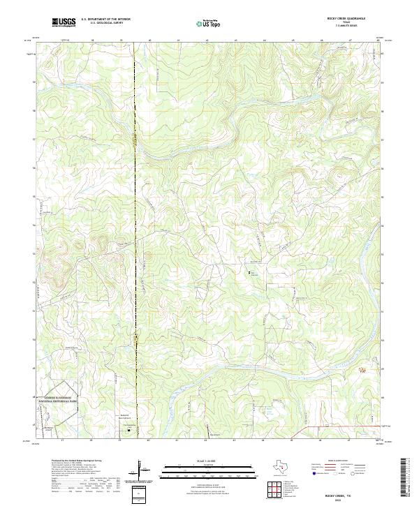 US Topo 7.5-minute map for Rocky Creek TX