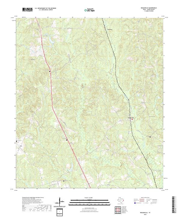 US Topo 7.5-minute map for Roganville TX