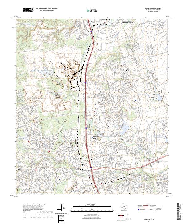 US Topo 7.5-minute map for Round Rock TX
