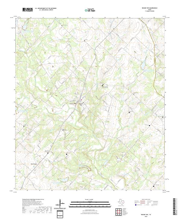 US Topo 7.5-minute map for Round Top TX