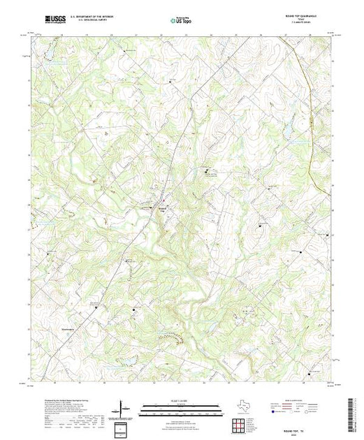 US Topo 7.5-minute map for Round Top TX – American Map Store
