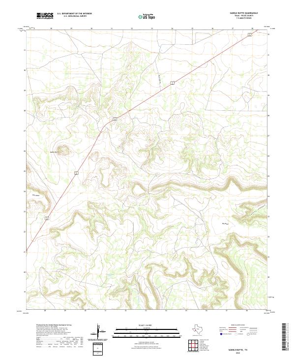 US Topo 7.5-minute map for Saddle Butte TX
