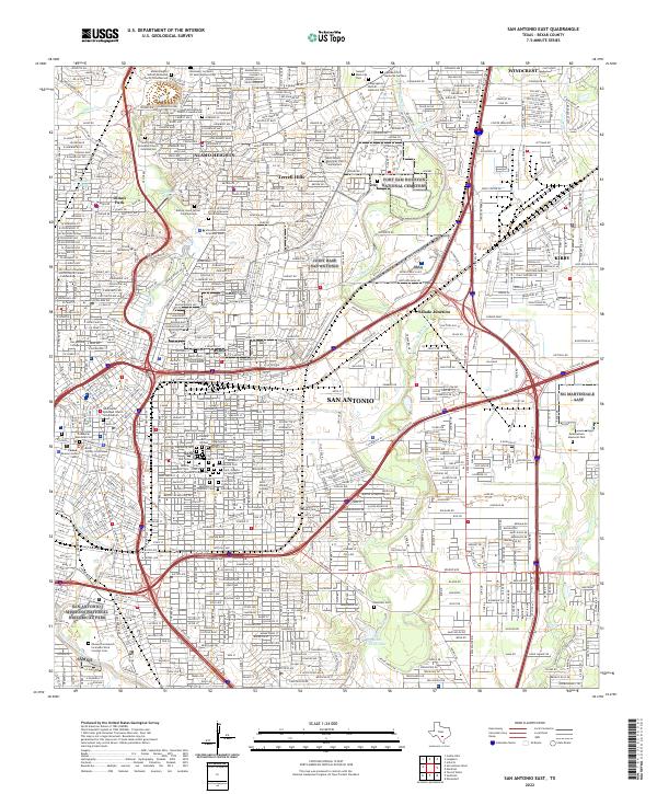 US Topo 7.5-minute map for San Antonio East TX