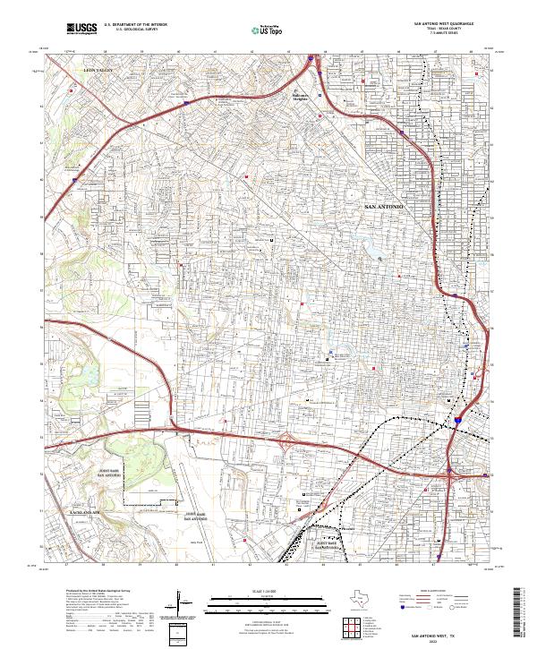 US Topo 7.5-minute map for San Antonio West TX