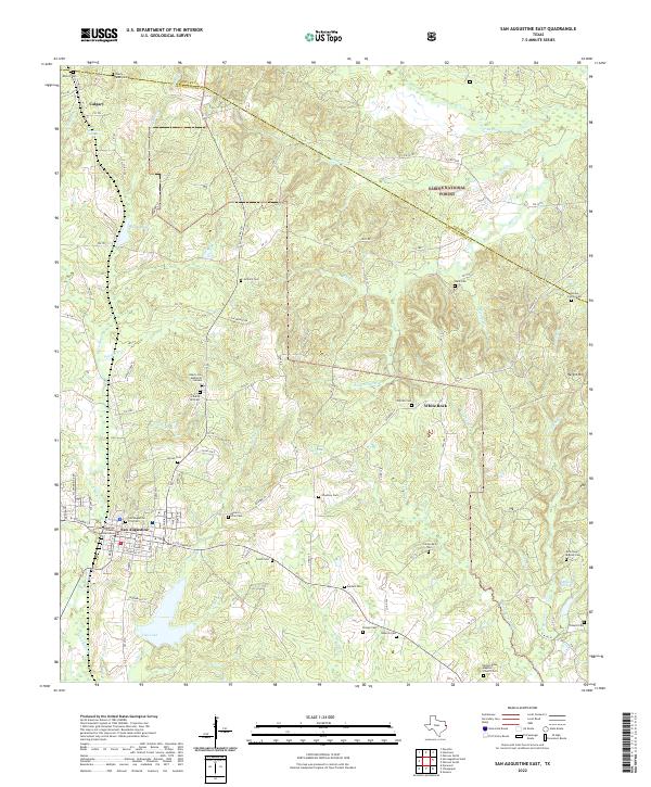 US Topo 7.5-minute map for San Augustine East TX
