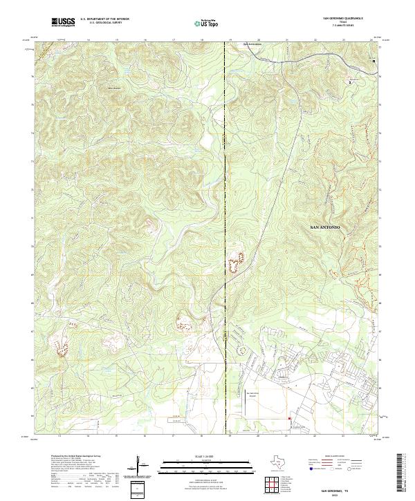 US Topo 7.5-minute map for San Geronimo TX