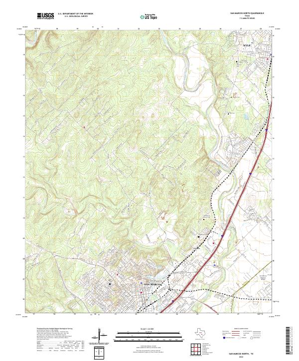 US Topo 7.5-minute map for San Marcos North TX