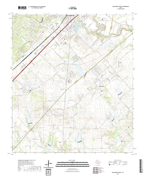 US Topo 7.5-minute map for San Marcos South TX