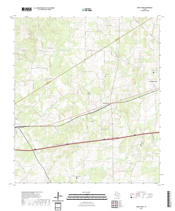 US Topo 7.5-minute map for Sandy Fork TX