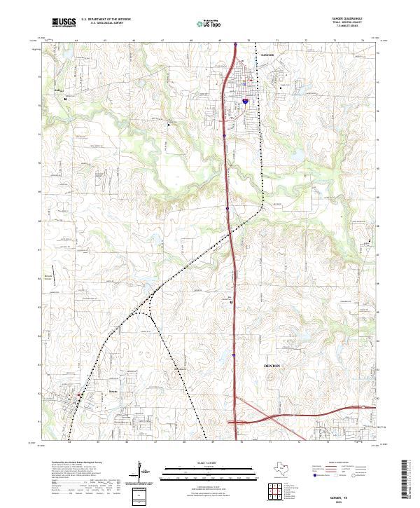 US Topo 7.5-minute map for Sanger TX
