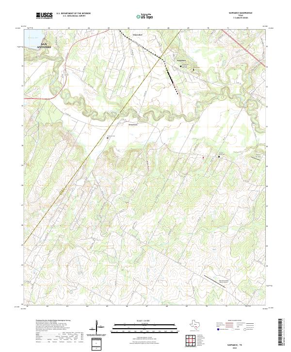 US Topo 7.5-minute map for Saspamco TX