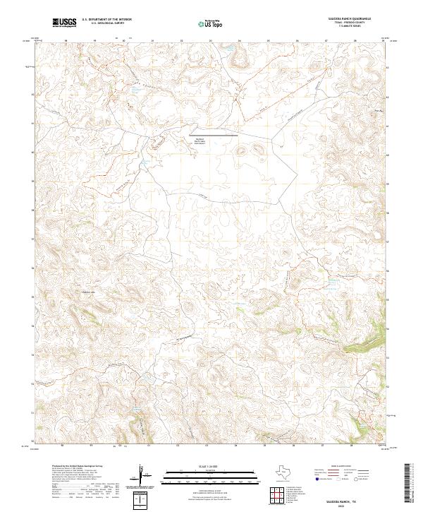 US Topo 7.5-minute map for Sauceda Ranch TX