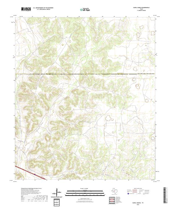 US Topo 7.5-minute map for Savell Ranch TX