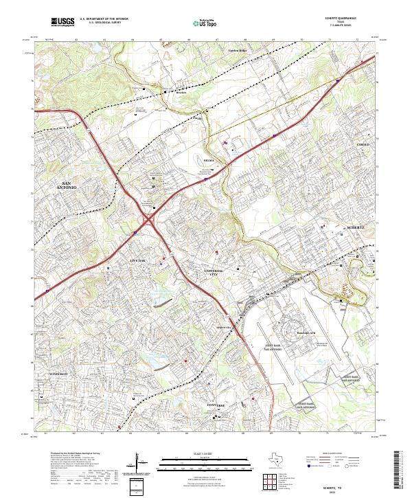 US Topo 7.5-minute map for Schertz TX