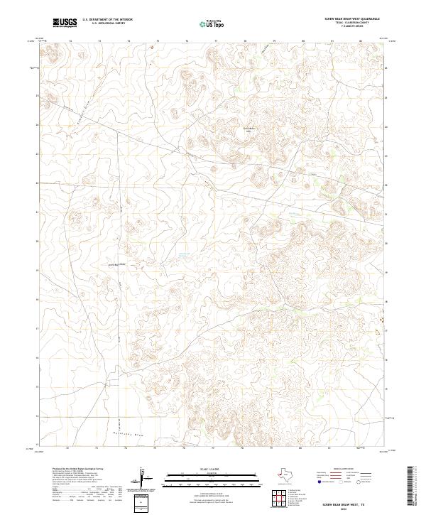 US Topo 7.5-minute map for Screw Bean Draw West TX