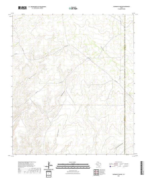 US Topo 7.5-minute map for Sevenmile Canyon TX