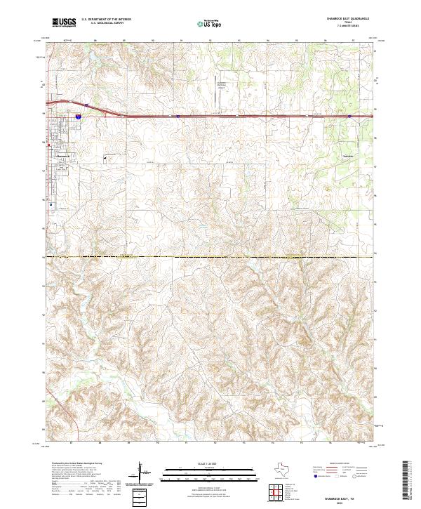 US Topo 7.5-minute map for Shamrock East TX