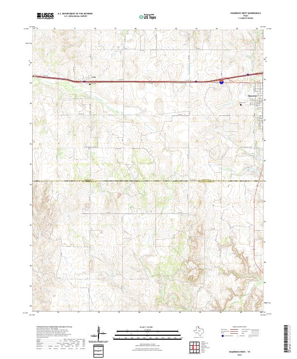 US Topo 7.5-minute map for Shamrock West TX
