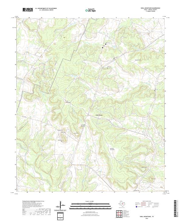 US Topo 7.5-minute map for Shell Mountains TX