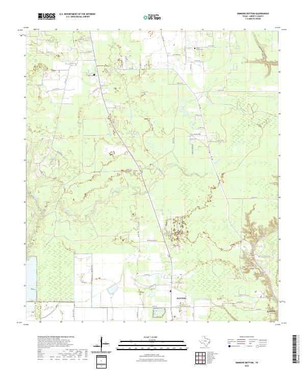 US Topo 7.5-minute map for Simmons Bottom TX