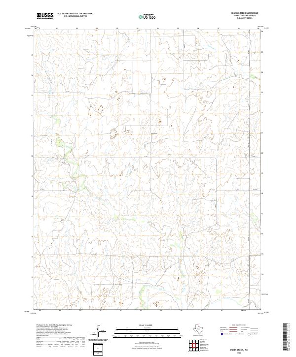 US Topo 7.5-minute map for Skunk Creek TX