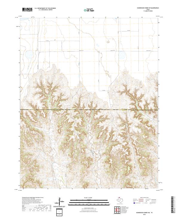 US Topo 7.5-minute map for Sourdough Creek SW TX