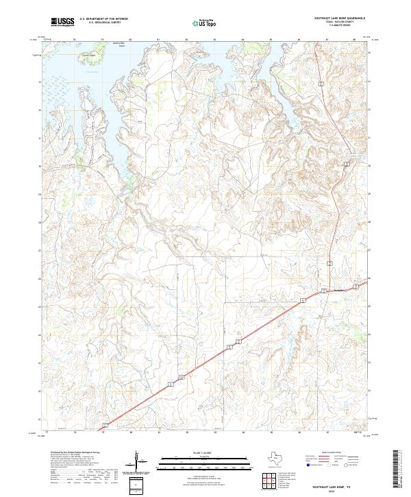 US Topo 7.5-minute map for Southeast Lake Kemp TX